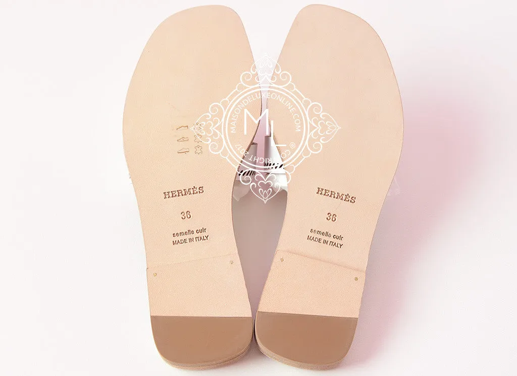 Hermes Womens Perforated White Oran Sandal Slipper 36 Shoes