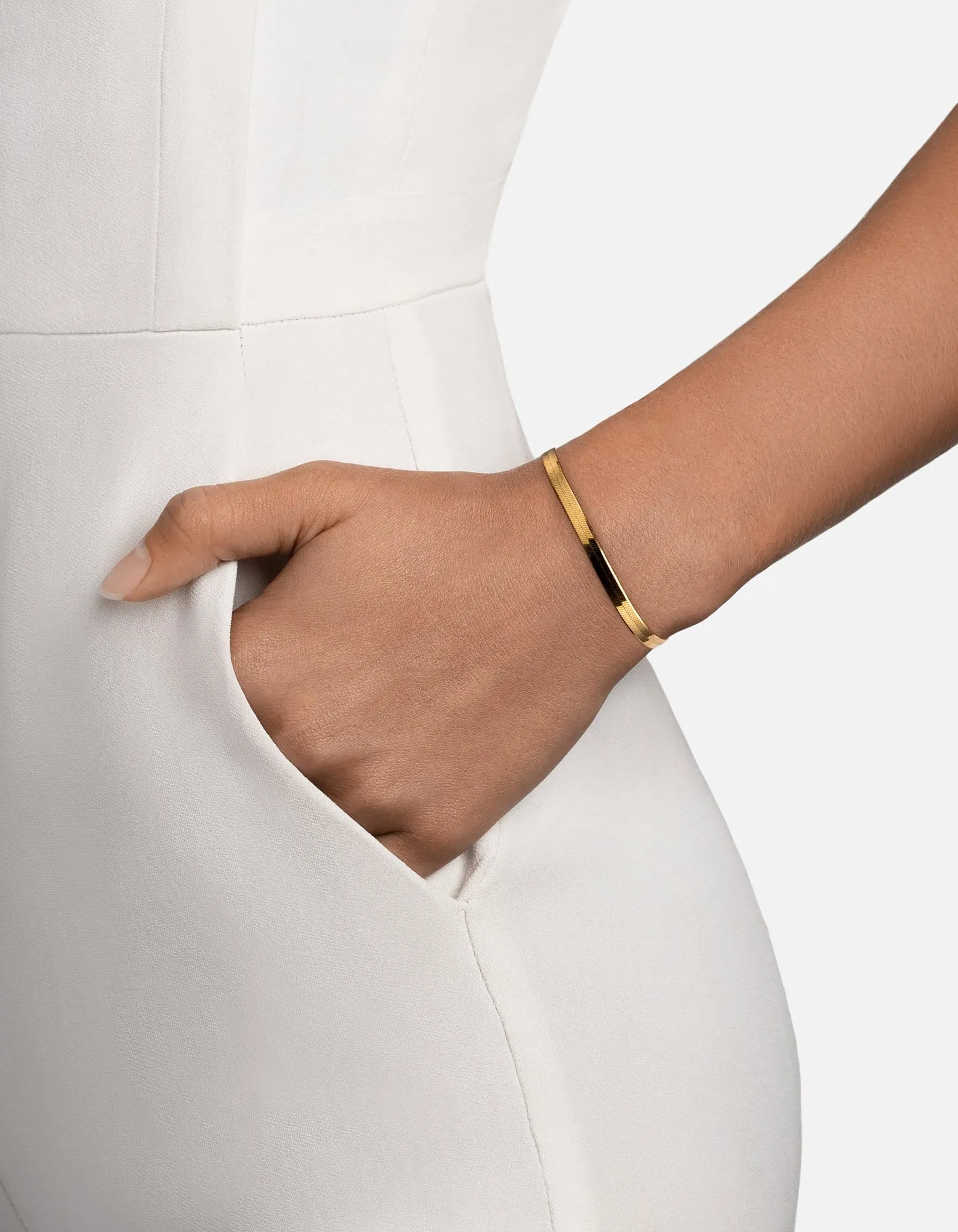 Herringbone Bracelet, Gold Vermeil