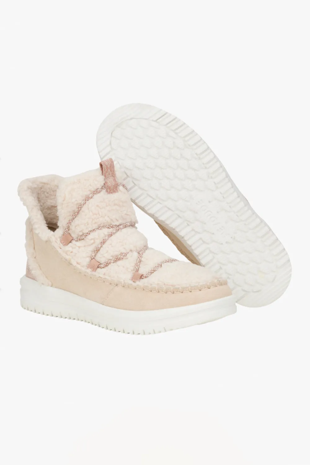 HEYDUDE Women’s Camden Suede Cozy Booties in Tan | 42031-265