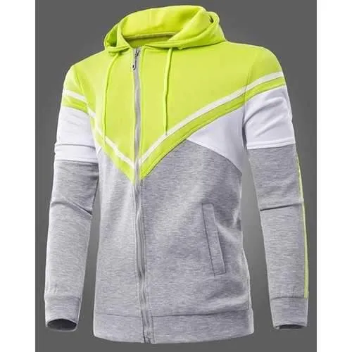 Hooded Color Block Splicing Long Sleeve Men's Hoodie - Gray 2xl