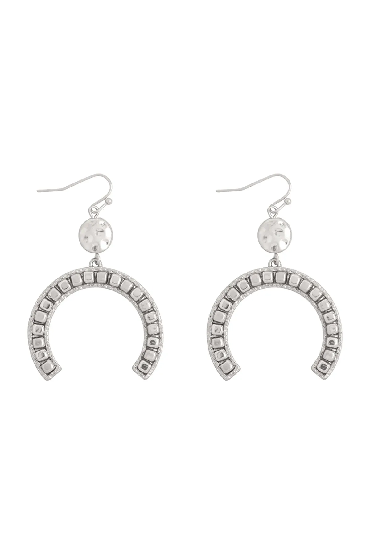 HORSE SHOE METAL BLOCK CCB DROP DANGLE EARRINGS