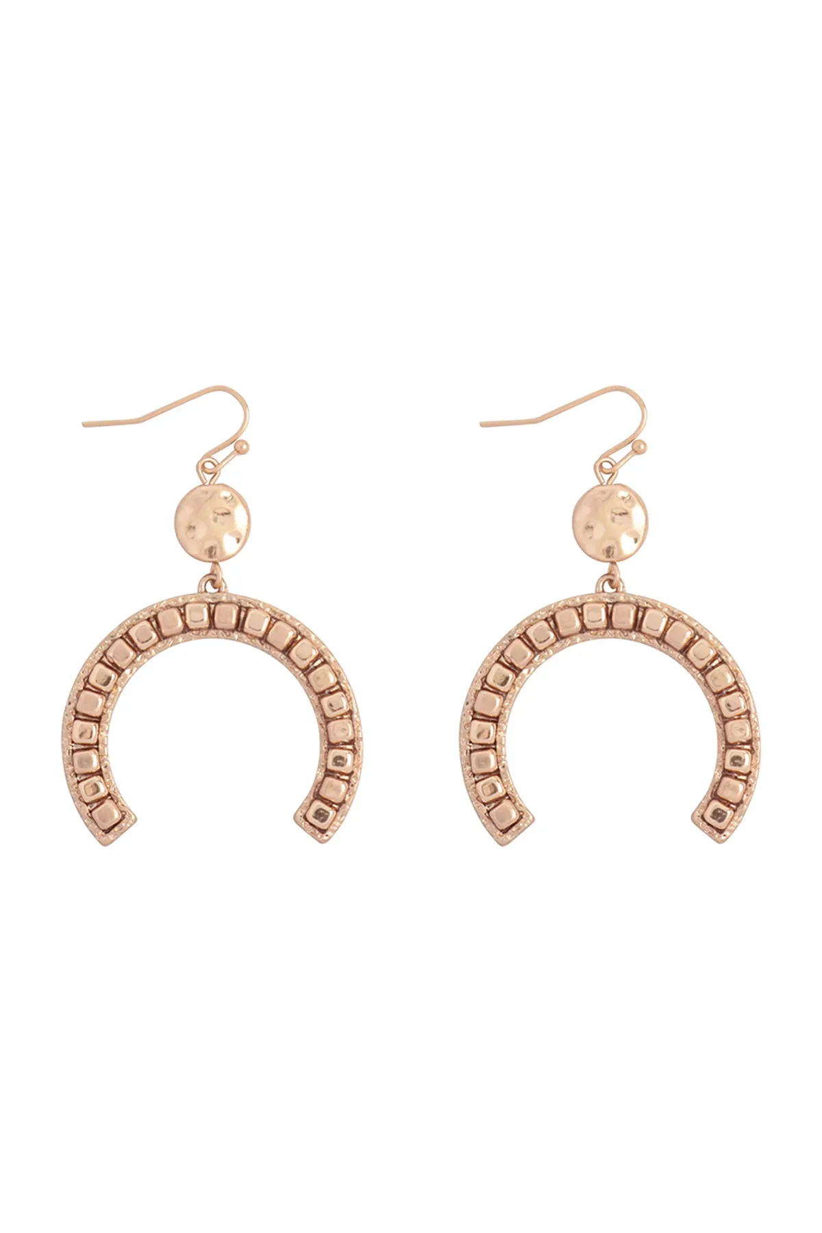 HORSE SHOE METAL BLOCK CCB DROP DANGLE EARRINGS