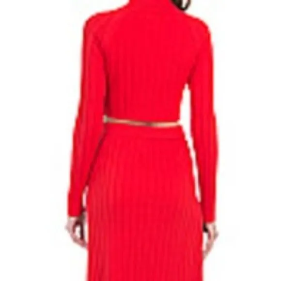 House of Harlow 1960 x Revolve NWT Women's Red Ribbed Bodycon Midi Skirt