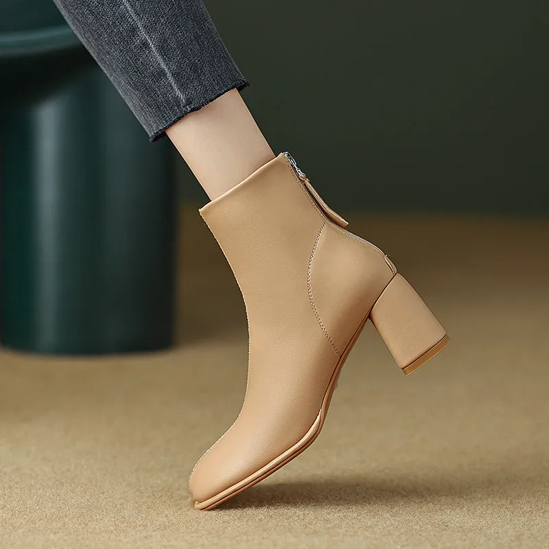 Huda Round Toe Nude Ankle Boots