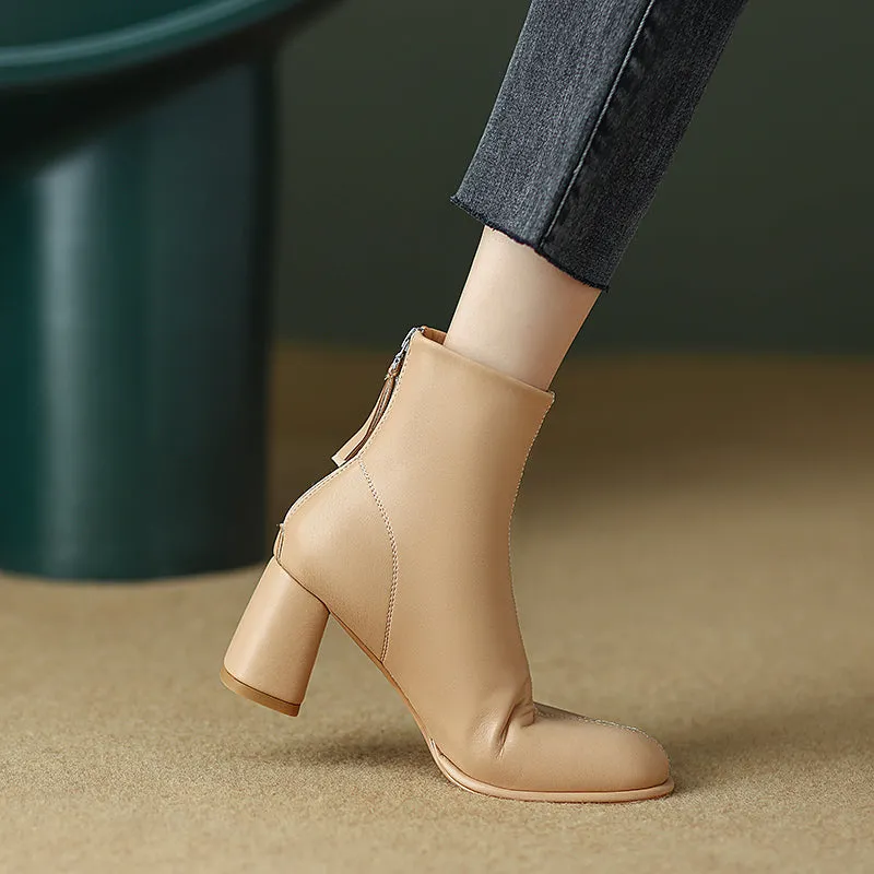 Huda Round Toe Nude Ankle Boots