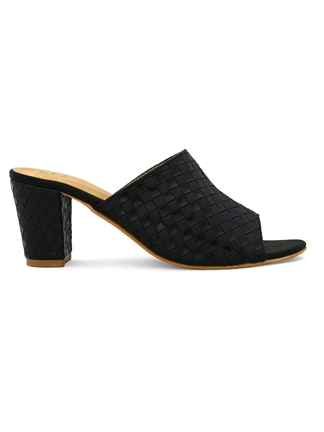 Hydes N Hues Gold-Toned Printed Block Heels