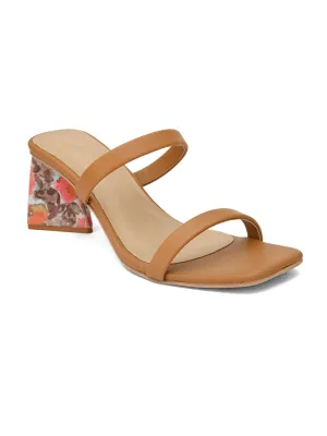 Hydes N Hues Tan Printed Block Heels