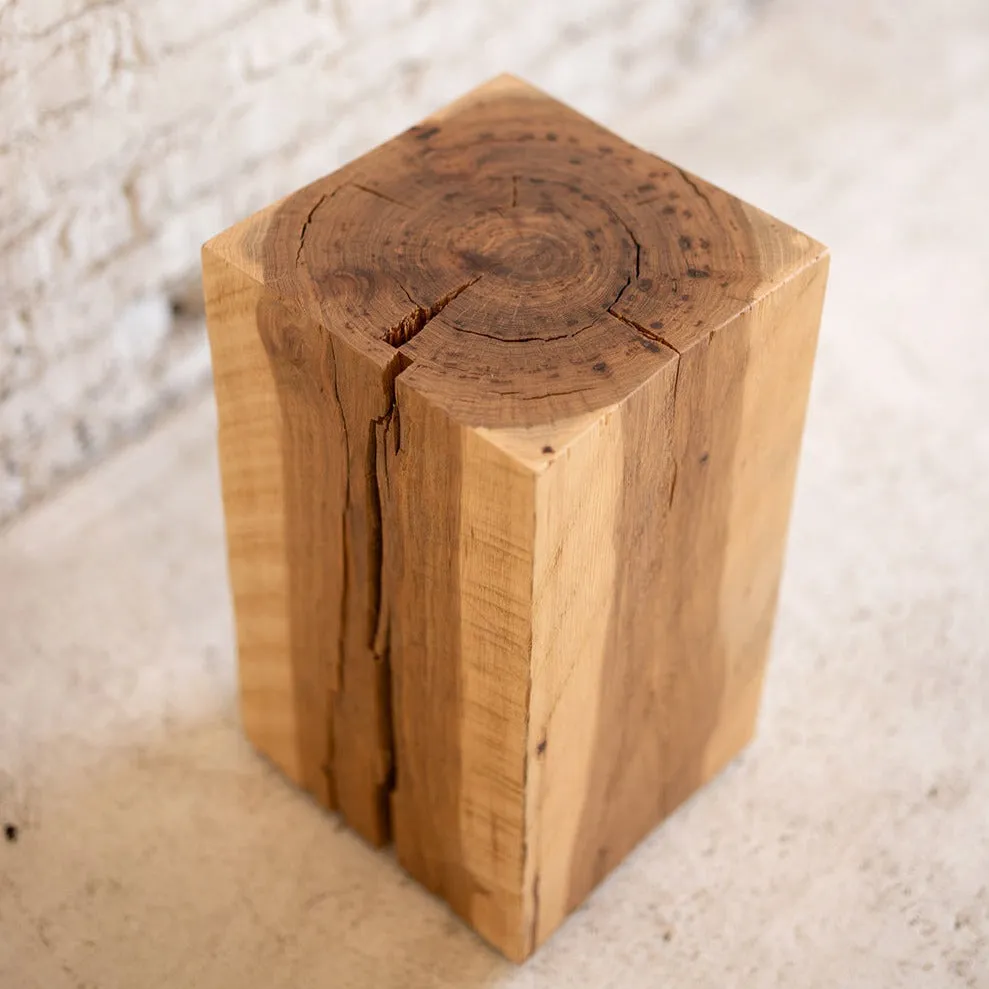 Hyo Table Hickory | Hickory Wood Cube Side Table