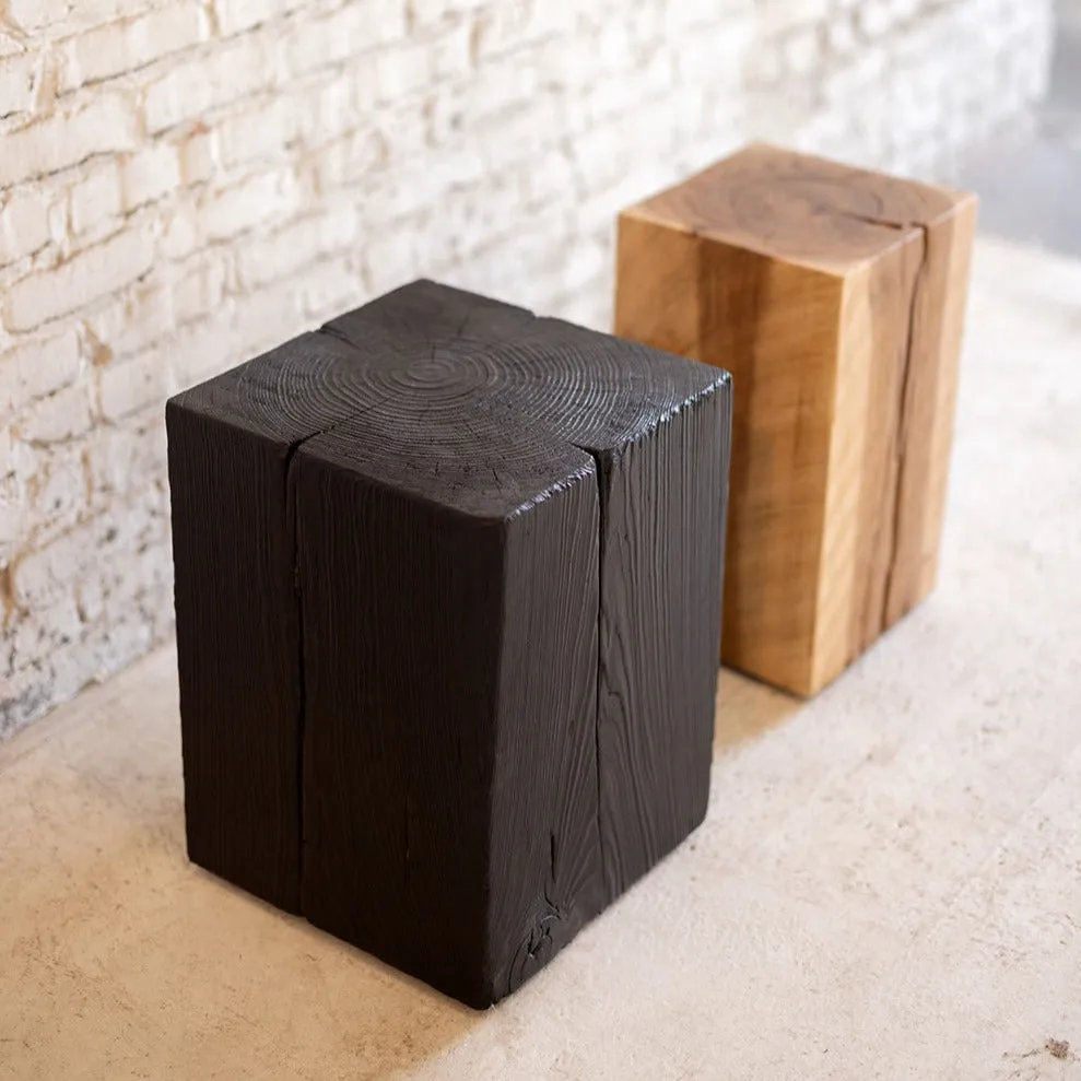Hyo Table Hickory | Hickory Wood Cube Side Table