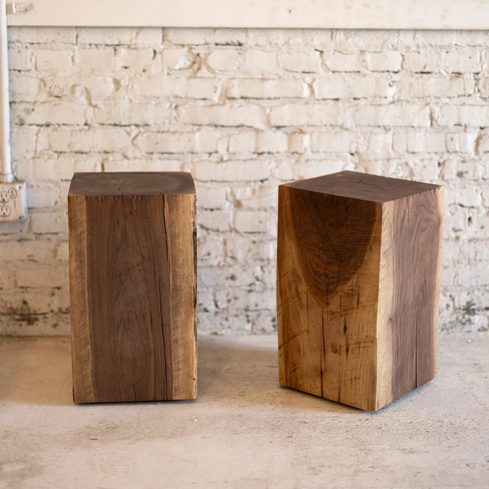 Hyo Table Walnut | Walnut Wood Cube Side Table