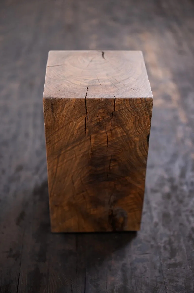 Hyo Table Walnut | Walnut Wood Cube Side Table