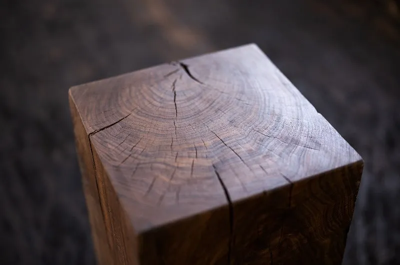Hyo Table Walnut | Walnut Wood Cube Side Table