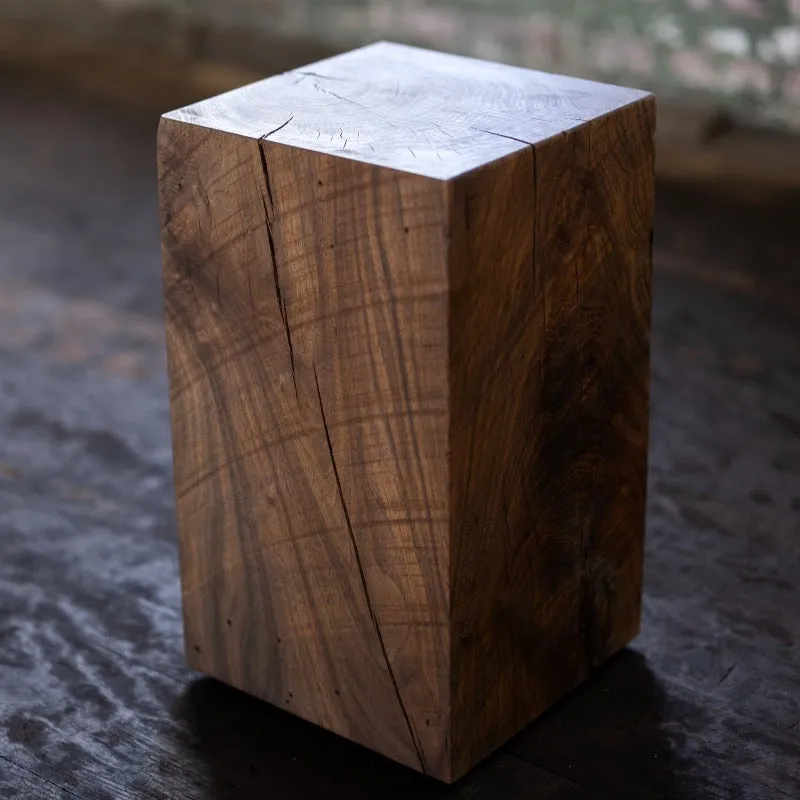 Hyo Table Walnut | Walnut Wood Cube Side Table