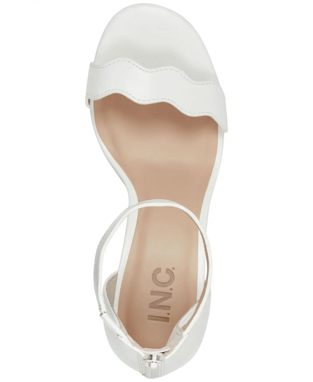 INC International Concepts Hadwin Faux Leather Block Heel Heels White Smooth 10M