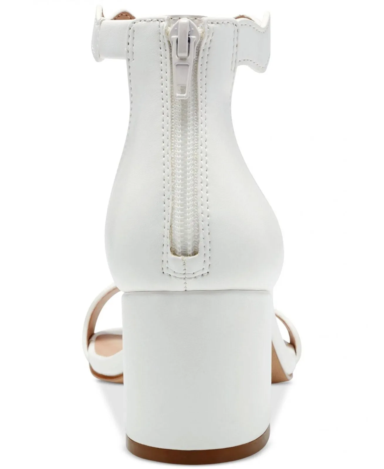 INC International Concepts Hadwin Faux Leather Block Heel Heels White Smooth 10M