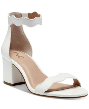 INC International Concepts Hadwin Faux Leather Block Heel Heels White Smooth 10M