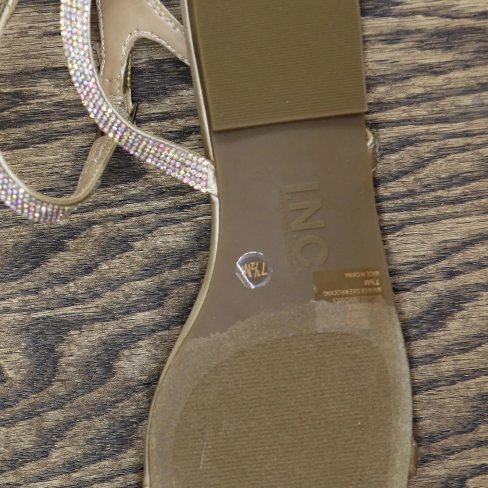 Inc International Concepts Women's Persida Flat Sandals Crystal Brown 7.5M