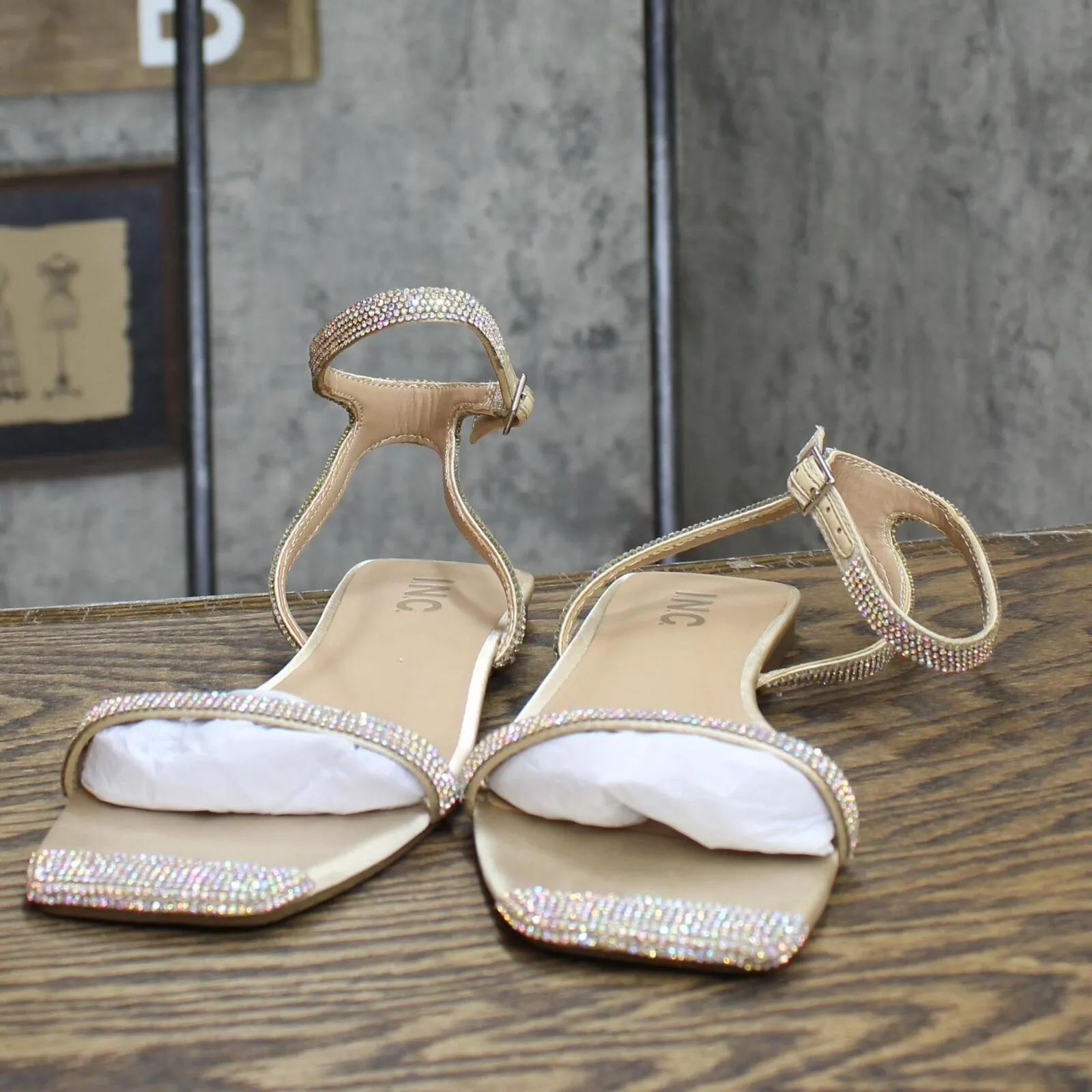 Inc International Concepts Women's Persida Flat Sandals Crystal Brown 7.5M