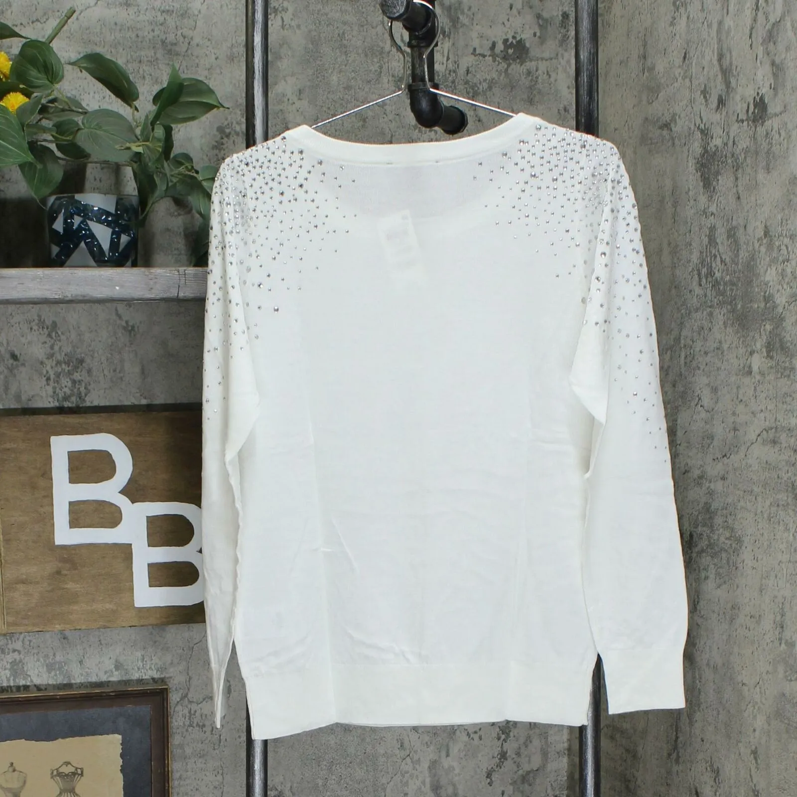 INC International Concepts Women's Rhinestone Shoulder Sweater