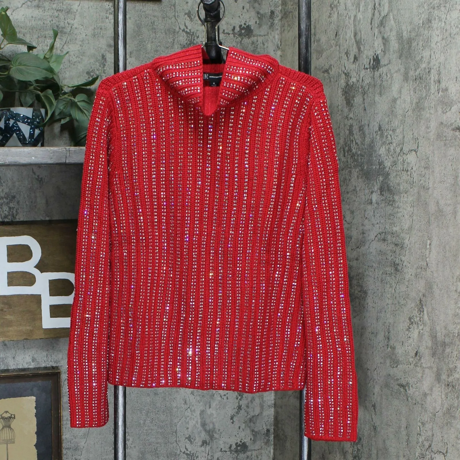 INC International Concepts Women's Rhinestone Turtleneck Sweater