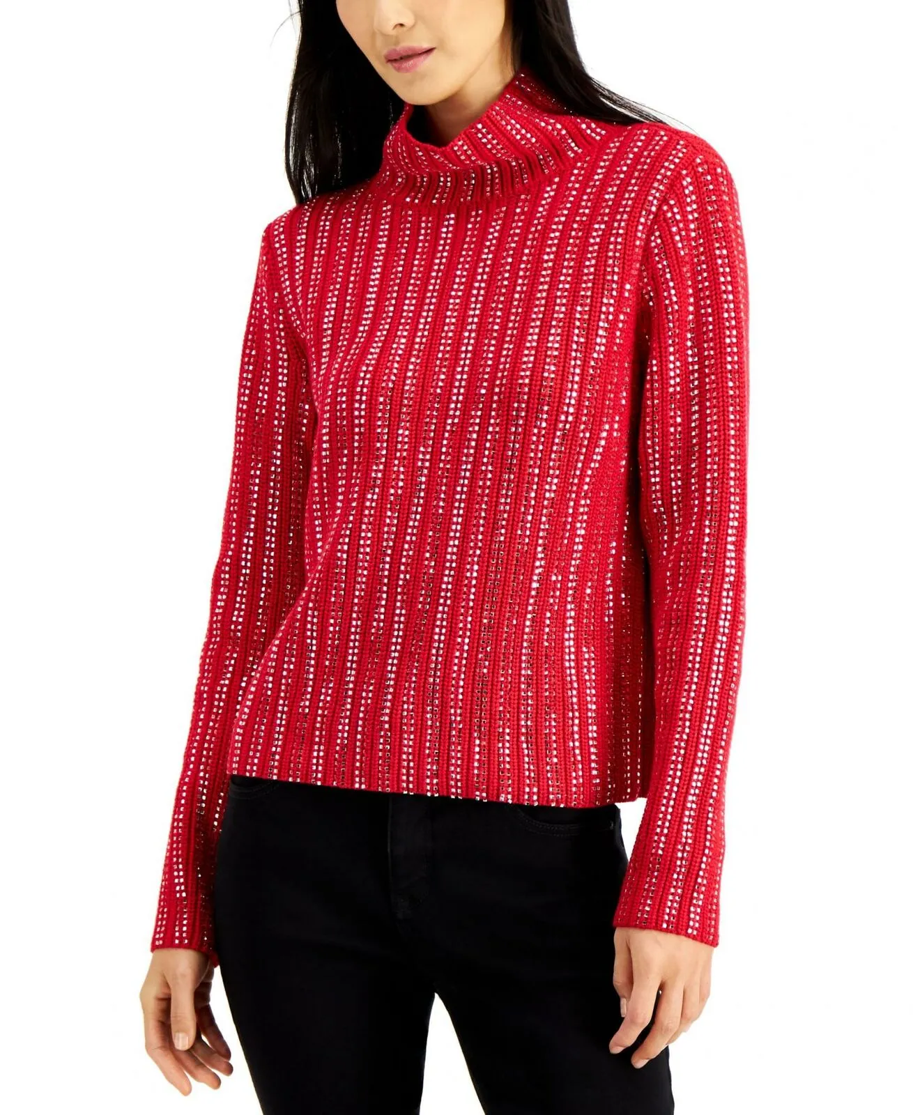INC International Concepts Women's Rhinestone Turtleneck Sweater