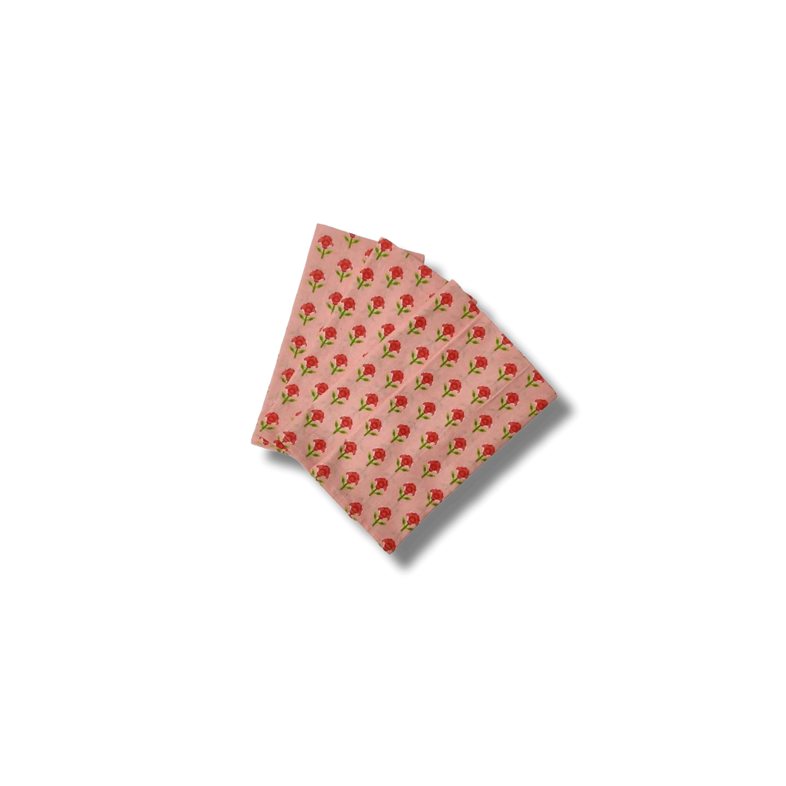 Indian Roses Floral Block Printed Cotton Napkins