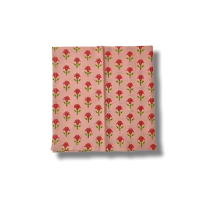 Indian Roses Floral Block Printed Cotton Napkins