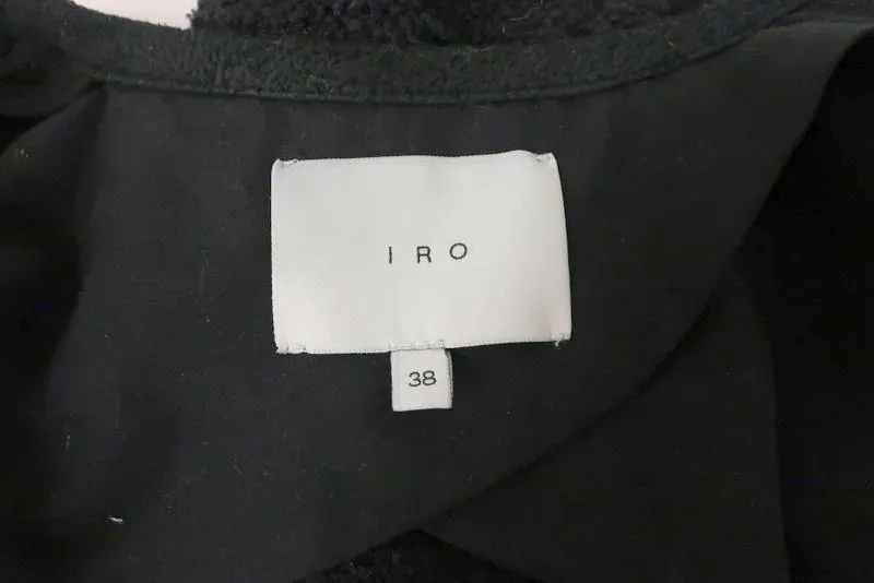 IRO Jacket Amiya Black Mesh-Paneled Tweed Size 38 Suede-Trimmed Zip Up