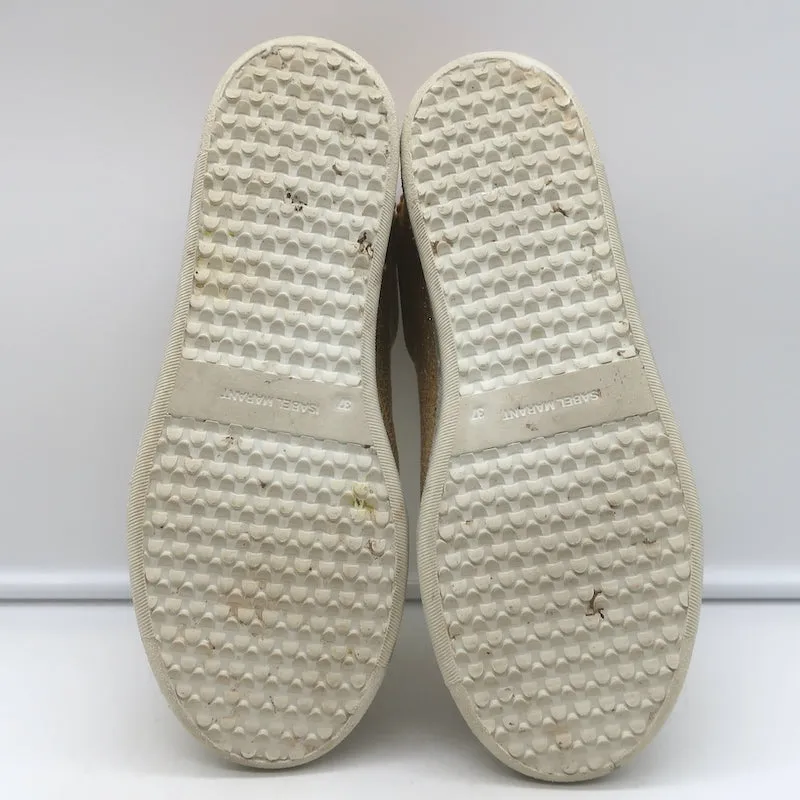 Isabel Marant Beth Lightning Bolt Sneakers Gold Metallic Cracked Leather Size 37