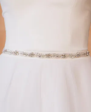 Ivory/Silver Rhinestone 36" AB18221 Belt