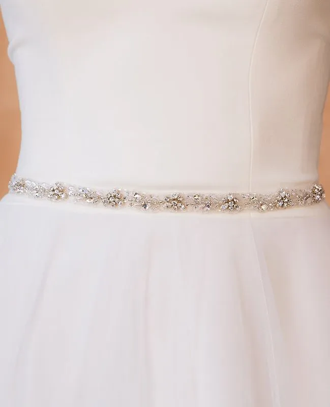 Ivory/Silver Rhinestone 36" AB18221 Belt