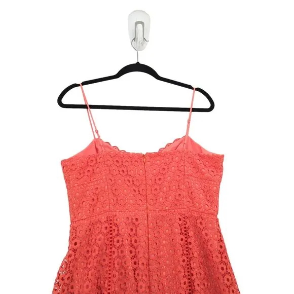 J CREW Women 12 Daisy Lace Dress Smoky Coral Orange Floral Midi Sleeveless