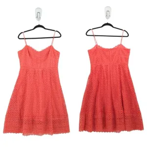 J CREW Women 12 Daisy Lace Dress Smoky Coral Orange Floral Midi Sleeveless