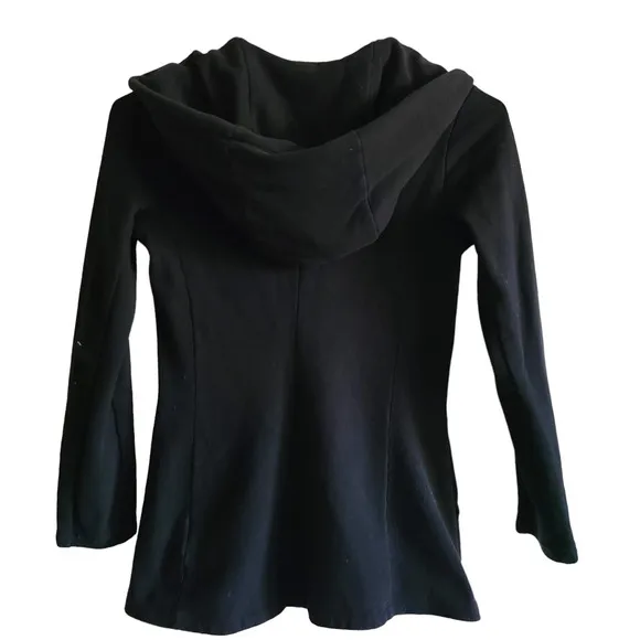 JAMES PERSE Black Button Front Heavyweight Fleece Hoodie Jacket Women's M/L