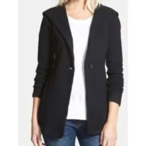 JAMES PERSE Black Button Front Heavyweight Fleece Hoodie Jacket Women's M/L