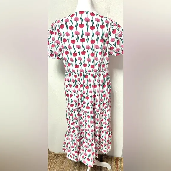 J.Crew Factory Tiered PoplinPuff-Sleeve Midi Dress With Pockets Size 14