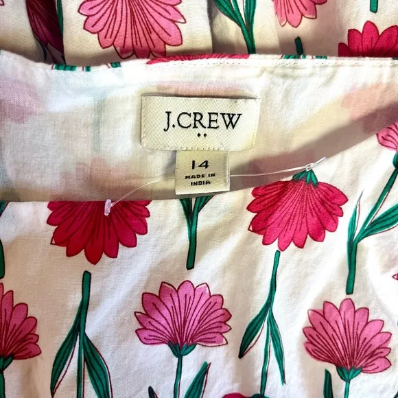 J.Crew Factory Tiered PoplinPuff-Sleeve Midi Dress With Pockets Size 14