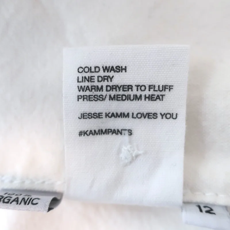 Jesse Kamm Sailor Pants White Cotton Canvas Size 12