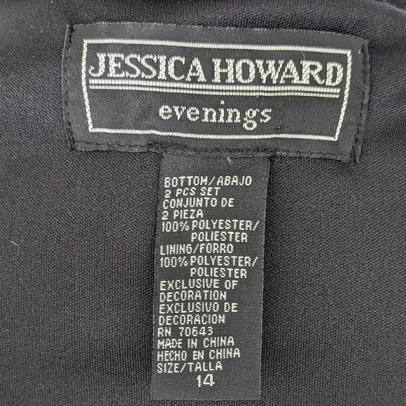 Jessica Howard Strapless Black 2 Piece Party Evening Dress Size 14 NWT