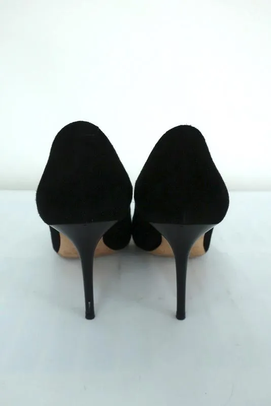 Jimmy Choo Abel Pumps Black Suede Size 39 Pointed Toe Lacquered Heel