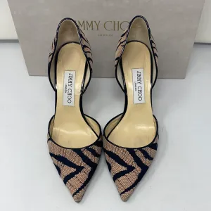 Jimmy Choo 'Addison' Pink and Black Zebra Lace with Black Patent Leather Heel