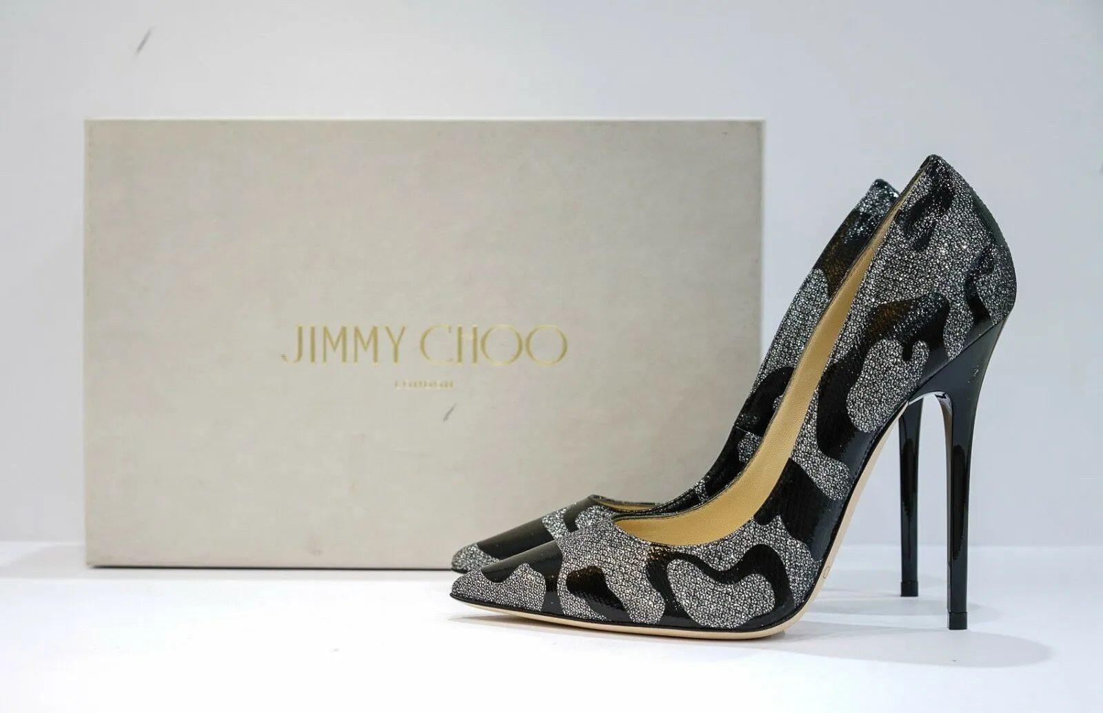 Jimmy Choo Women's Black Glitter Shoe ANOUK - 35.5 Last Size  60% OFF
