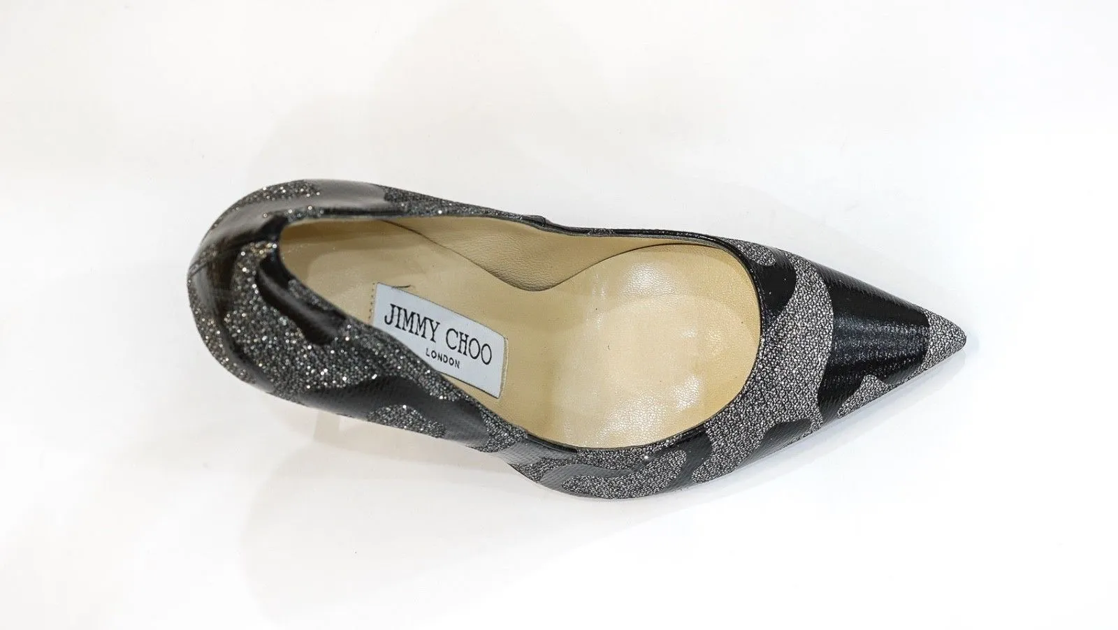 Jimmy Choo Women's Black Glitter Shoe ANOUK - 35.5 Last Size  60% OFF