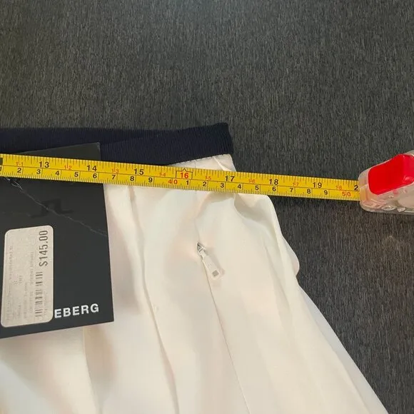 J.Lindeberg Women's Sierra Pleat Golf/Tennis Skirt White/Navy, Size XL NWT