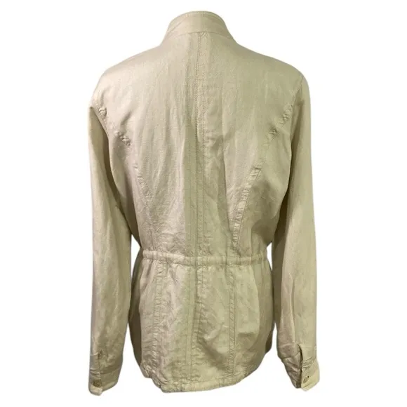 J.Mclaughlin Skye Jacket Women's Linen Blend Beige Shirt Jacket Size Medium