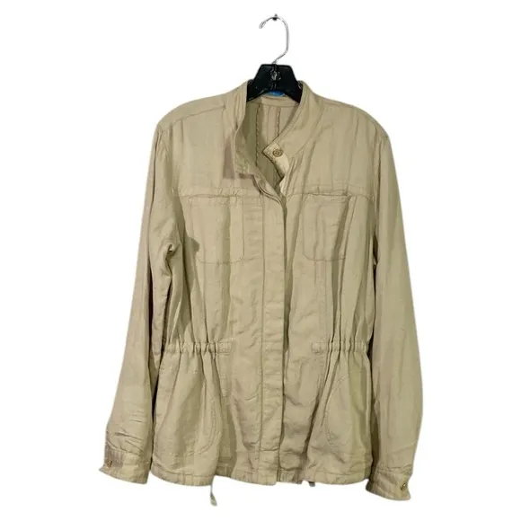 J.Mclaughlin Skye Jacket Women's Linen Blend Beige Shirt Jacket Size Medium