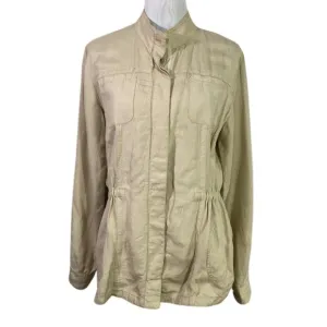 J.Mclaughlin Skye Jacket Women's Linen Blend Beige Shirt Jacket Size Medium