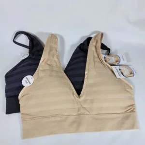 Jockey Womens Striped Intimates Bralette Black Tan Set Size Medium