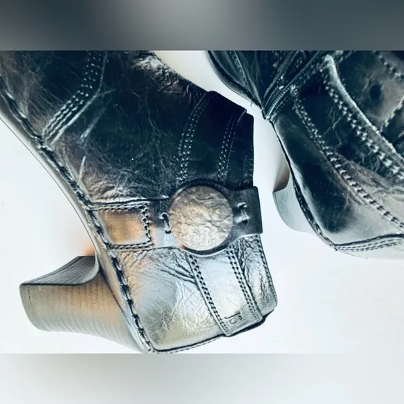 Josef Seibel Booties Sz US 6/7 EU 37 Block Heel Blk Leather Booties Comfort Boot