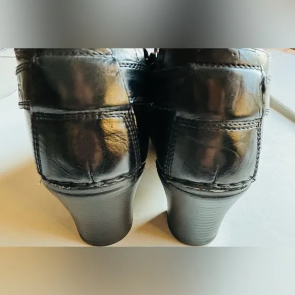 Josef Seibel Booties Sz US 6/7 EU 37 Block Heel Blk Leather Booties Comfort Boot